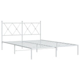 Metal Bed Frame without Mattress with Headboard White 135x190 cm - Side View