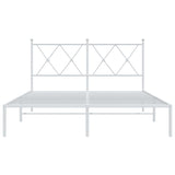 Metal Bed Frame without Mattress with Headboard White 135x190 cm