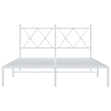 Metal Bed Frame without Mattress with Headboard White 135x190 cm - Top-Down View