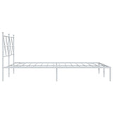Metal Bed Frame without Mattress with Headboard White 135x190 cm - 45-Degree Angle