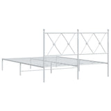 Metal Bed Frame without Mattress with Headboard White 135x190 cm - Rear View