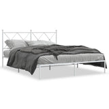 Metal Bed Frame without Mattress with Headboard White 150x200 cm - Front View