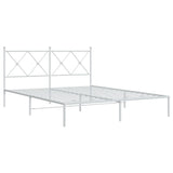 Metal Bed Frame without Mattress with Headboard White 150x200 cm - Side View