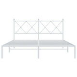 Metal Bed Frame without Mattress with Headboard White 150x200 cm