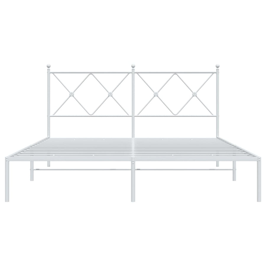 Metal Bed Frame without Mattress with Headboard White 150x200 cm