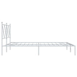 Metal Bed Frame without Mattress with Headboard White 150x200 cm - 45-Degree Angle