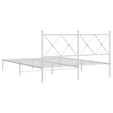 Metal Bed Frame without Mattress with Headboard White 150x200 cm - Rear View