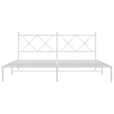 Metal Bed Frame without Mattress with Headboard White 183x203 cm King