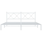 Metal Bed Frame without Mattress with Headboard White 183x203 cm King