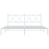Metal Bed Frame without Mattress with Headboard White 183x203 cm King - Top-Down View