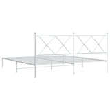 Metal Bed Frame without Mattress with Headboard White 183x203 cm King - Rear View