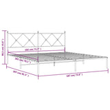 Metal Bed Frame without Mattress with Headboard White 183x203 cm King - Low Angle