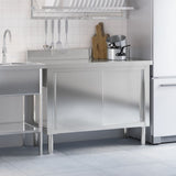 Kitchen Work Table with Sliding Doors Stainless Steel - Top-Down View