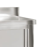 Kitchen Work Table with Sliding Doors Stainless Steel - Extra Image