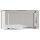 Kitchen Wall Cabinet with Sliding Doors Stainless Steel - Front View