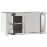Kitchen Wall Cabinet with Sliding Doors Stainless Steel - 45-Degree Angle