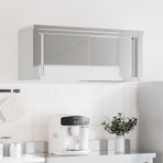 Kitchen Wall Cabinet with Sliding Doors Stainless Steel