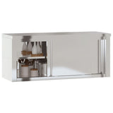 Kitchen Wall Cabinet with Sliding Doors Stainless Steel - Top-Down View