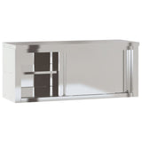 Kitchen Wall Cabinet with Sliding Doors Stainless Steel - 45-Degree Angle
