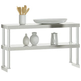 Work Table Overshelf 2-Tier 110x30x65 cm Stainless Steel - Top-Down View
