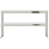 Work Table Overshelf 2-Tier 110x30x65 cm Stainless Steel - 45-Degree Angle