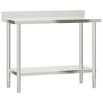 Kitchen Work Table with Backsplash 110x55x93 cm Stainless Steel
