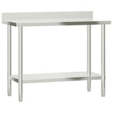 Kitchen Work Table with Backsplash 110x55x93 cm Stainless Steel - Front View