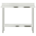 Kitchen Work Table with Backsplash 110x55x93 cm Stainless Steel