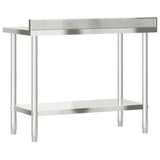 Kitchen Work Table with Backsplash 110x55x93 cm Stainless Steel - Close-Up Angle
