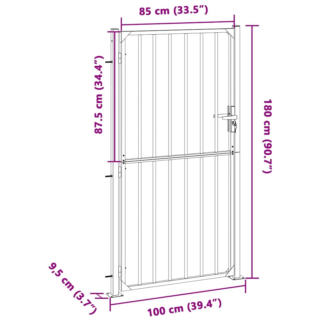 Garden Gate 100x175 cm Stainless Steel