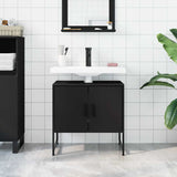 Bathroom Sink Cabinet Black 60x33x60 cm Engineered Wood - Side View