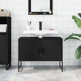 Bathroom Sink Cabinet Black 80x33x60 cm Engineered Wood - Side View