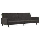 2-Seater Sofa Bed Dark Grey Velvet - Front View