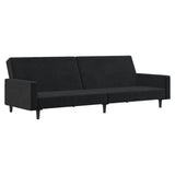2-Seater Sofa Bed Black Velvet - Front View