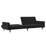 2-Seater Sofa Bed Black Velvet - Top-Down View