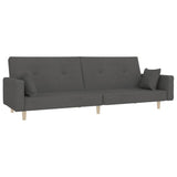 2-Seater Sofa Bed with Two Pillows Dark Grey Fabric - Front View