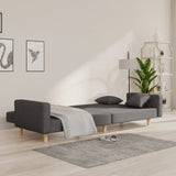 2-Seater Sofa Bed with Two Pillows Dark Grey Fabric - Side View