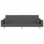 2-Seater Sofa Bed with Two Pillows Dark Grey Fabric