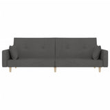 2-Seater Sofa Bed with Two Pillows Dark Grey Fabric - 45-Degree Angle