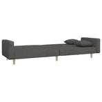 2-Seater Sofa Bed with Two Pillows Dark Grey Fabric