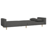 2-Seater Sofa Bed with Two Pillows Dark Grey Fabric - Rear View