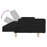 2-Seater Sofa Bed with Two Pillows Black Fabric - Close-Up Angle