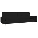 2-Seater Sofa Bed with Two Pillows Black Velvet - Front View