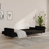 2-Seater Sofa Bed with Two Pillows Black Velvet - Side View