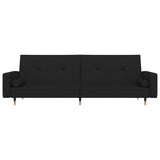 2-Seater Sofa Bed with Two Pillows Black Velvet - Top-Down View