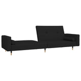2-Seater Sofa Bed with Two Pillows Black Velvet - 45-Degree Angle