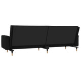 2-Seater Sofa Bed with Two Pillows Black Velvet - Close-Up Angle