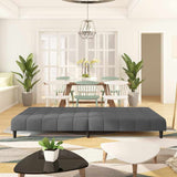 2-Seater Sofa Bed Dark Grey Velvet - Side View