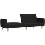 2-Seater Sofa Bed Black Fabric - Top-Down View