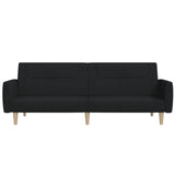 2-Seater Sofa Bed Black Fabric - 45-Degree Angle